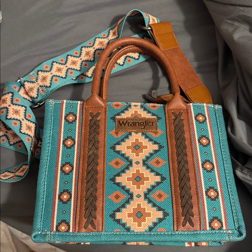 Wrangler Teal and Tan Shoulder Bag